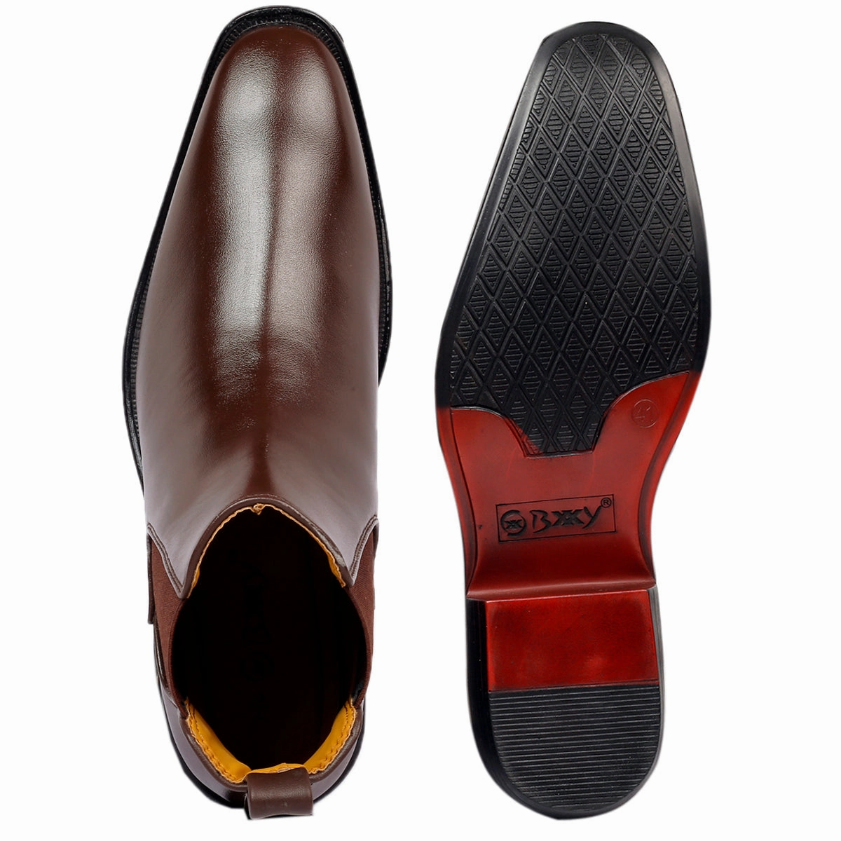 Western Work Boots Bxxy's 2 Inch Hidden Height Increasing Faux Leather Chelsea Boots for Men