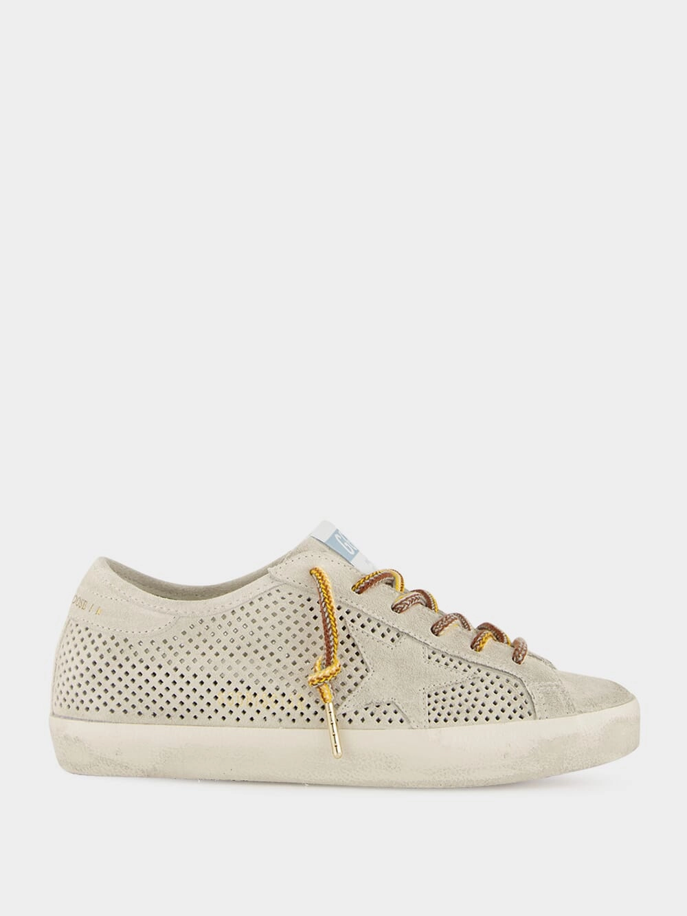 Super-Star Perforated Suede Sneakers in Grey Gold High Top Sneakers