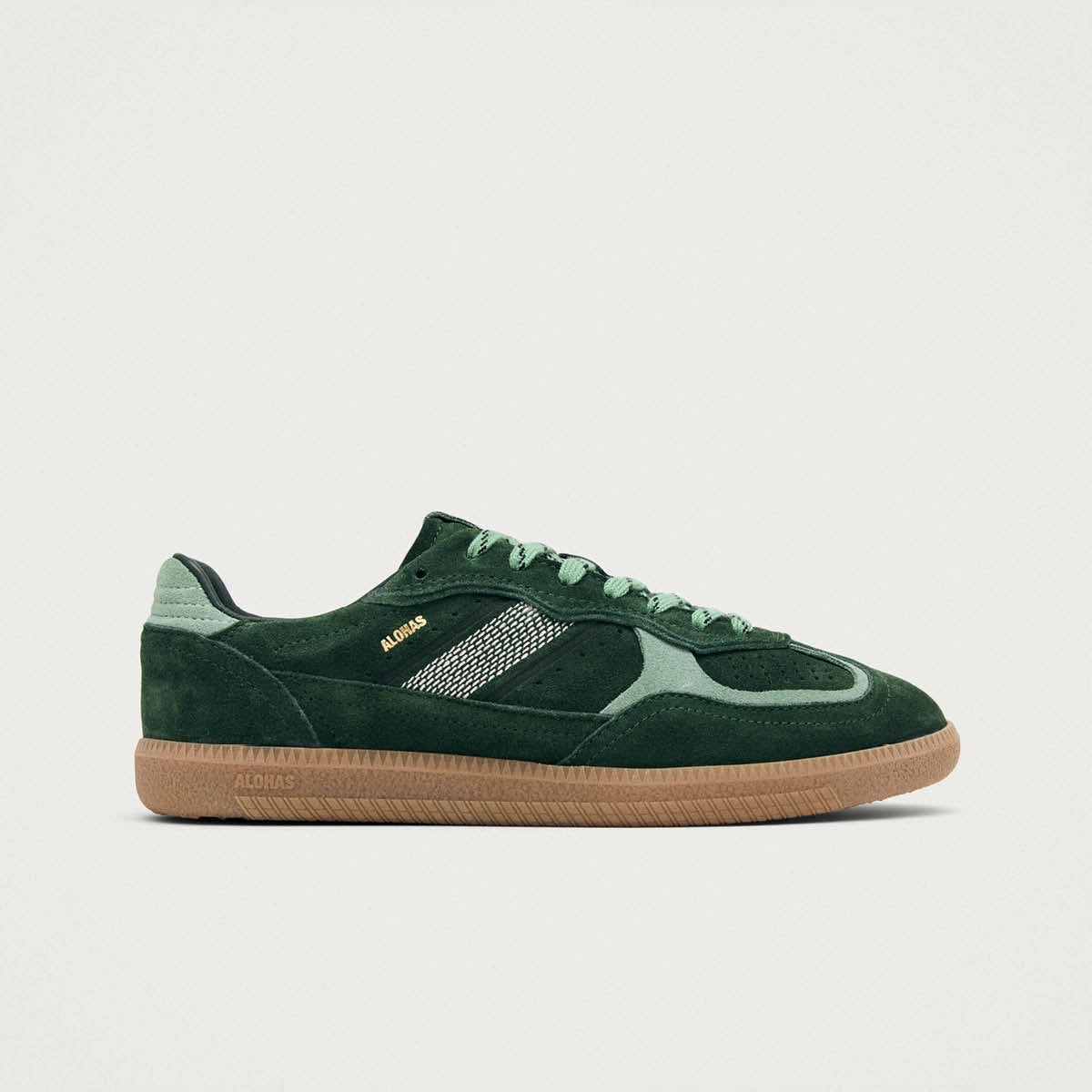 Flat Shoes With A Strap Across The Ankle Tb.490 Rife Green Tones Leather Sneakers