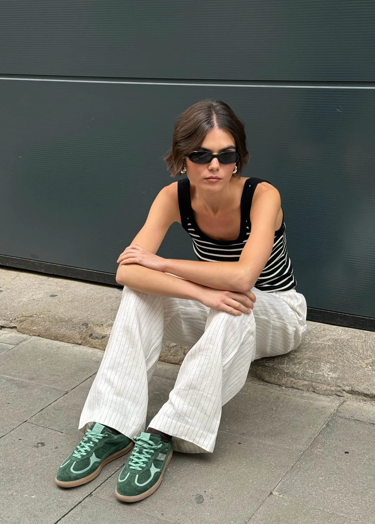 Tb.490 Rife Green Tones Leather Sneakers Flat Pointed Wedding Shoes