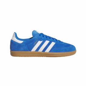 Adidas Jabbar Shoes adidas SKATEBOARDING SAMBA ADV SHOES // BLUE BIRD/CLOUD WHITE/GOLD METALLIC