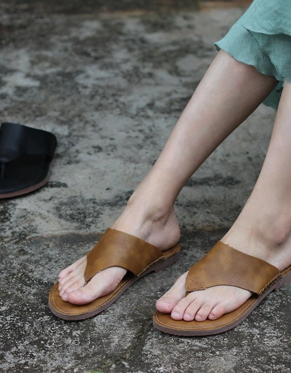 Flip-Flops Summer Handmade Leather Slippers Candies Shoes