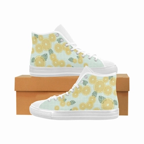 Men's Big Size Fizzy Lemons Print High Top Canvas Shoes Woodland Casual Shoes Online