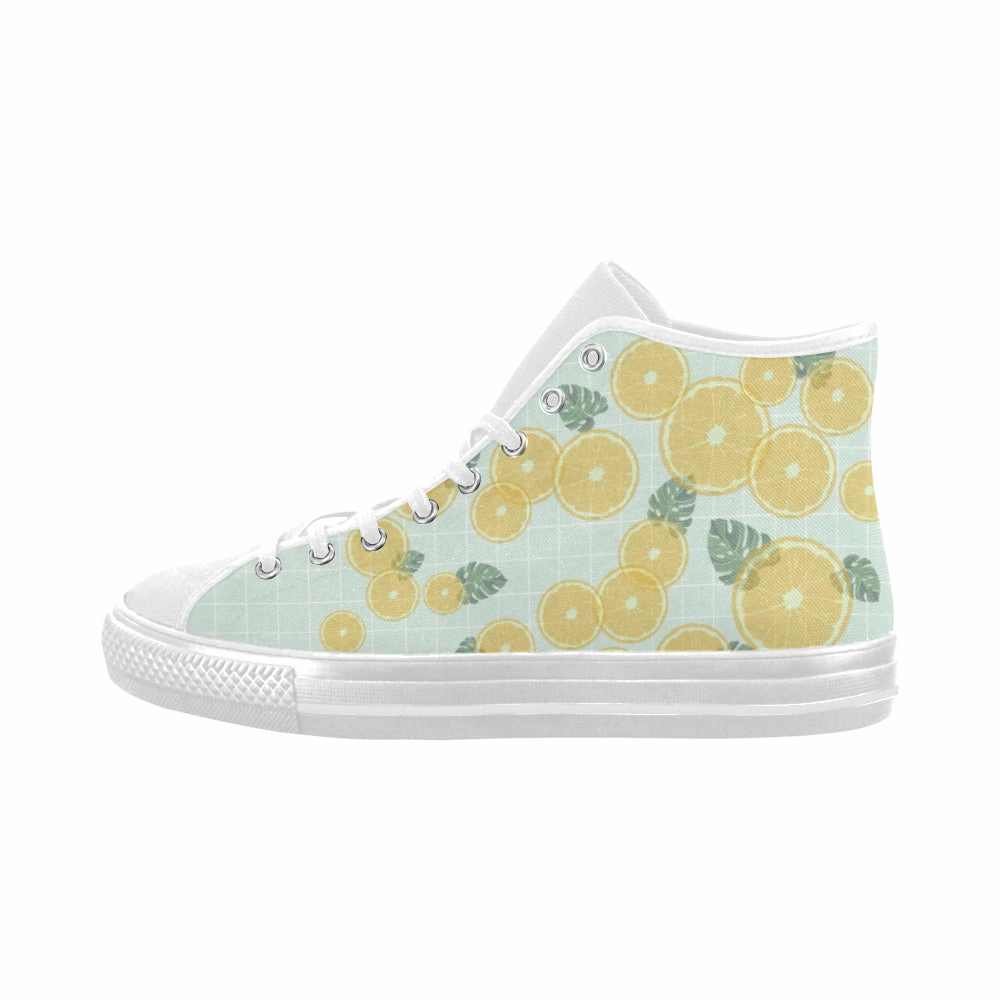 Men's Big Size Fizzy Lemons Print High Top Canvas Shoes Dunk Low Casual Shoes