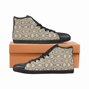 Converses High Heels Women's Beige Snake Print High Top Canvas Shoes