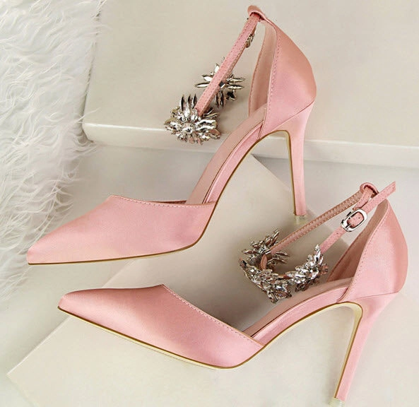Casual Shoes Flipkart Elegant Rhinestone High Heels Women Pumps Silk Pointed Toe Shoes