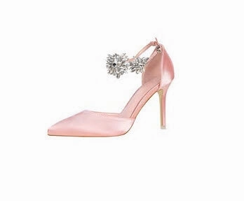 Elegant Rhinestone High Heels Women Pumps Silk Pointed Toe Shoes Business Shoe