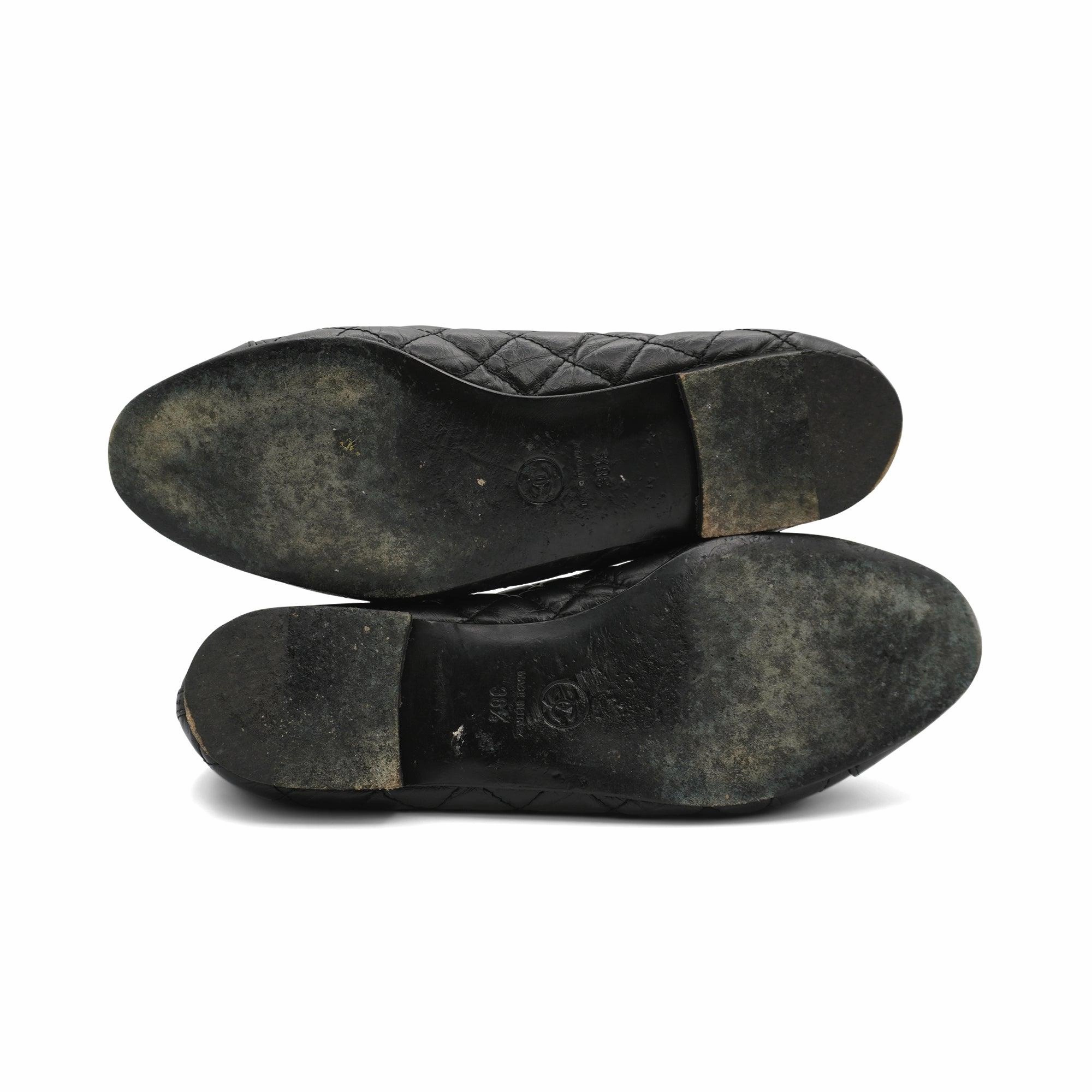 Chanel Ballet Flats - Women's 38.5 Cheap Gold Flat Shoes