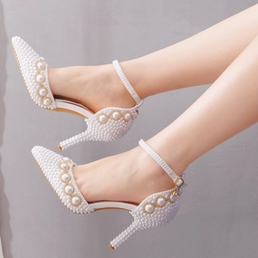 High Heel Converse Boots Women White Pearl Diamond Wedding High Heels Shoes