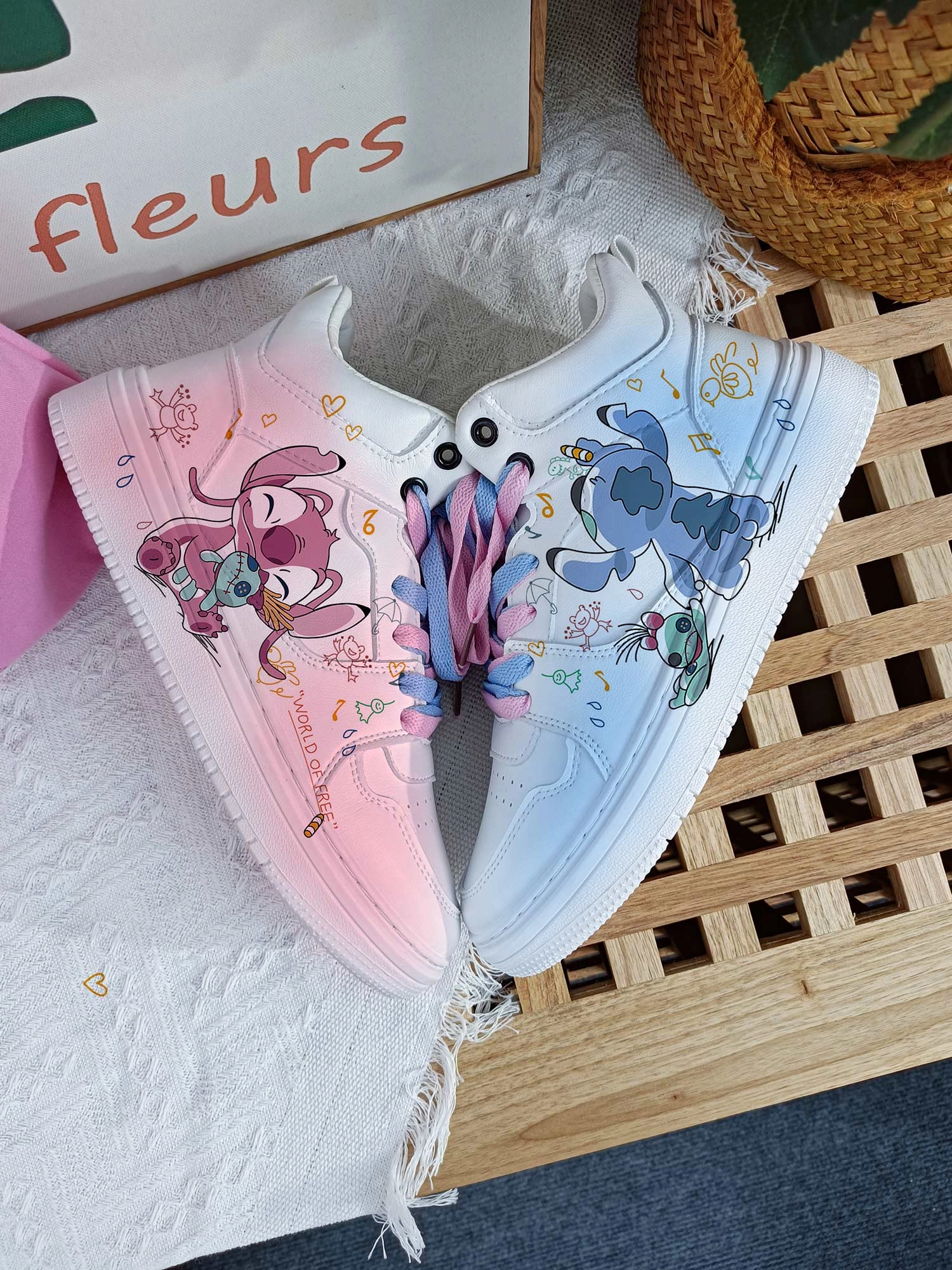 Stitch High Top Shoes Sneakers Stitch and Angel Unisex Kids and Adult Running Sports Shoes Trainers Gifts Reebok Fluxlite Training Shoes