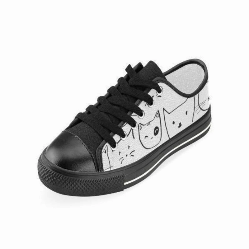Sorel Casual Sneakers Personalized Black Cats Women's White Canvas Shoes