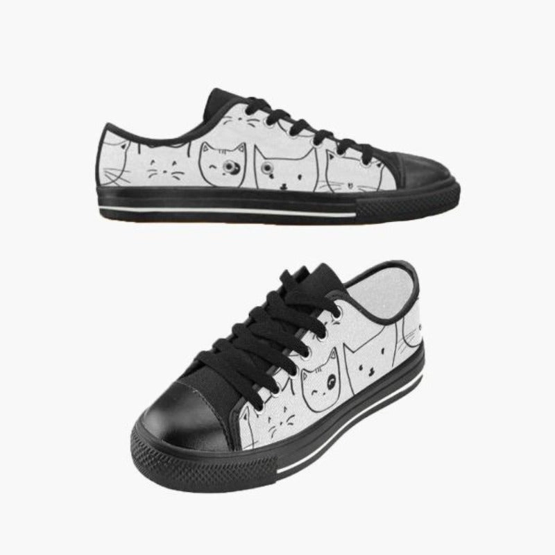 Personalized Black Cats Women's White Canvas Shoes The Best Basketball Sneakers