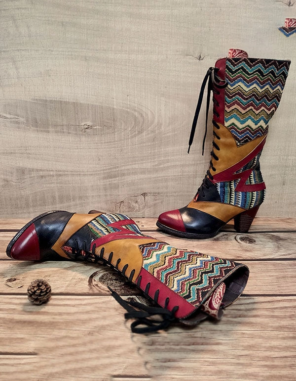 Ethnic Bohemian High Tube Handmade Boots 36-41 Frye Leather Boots