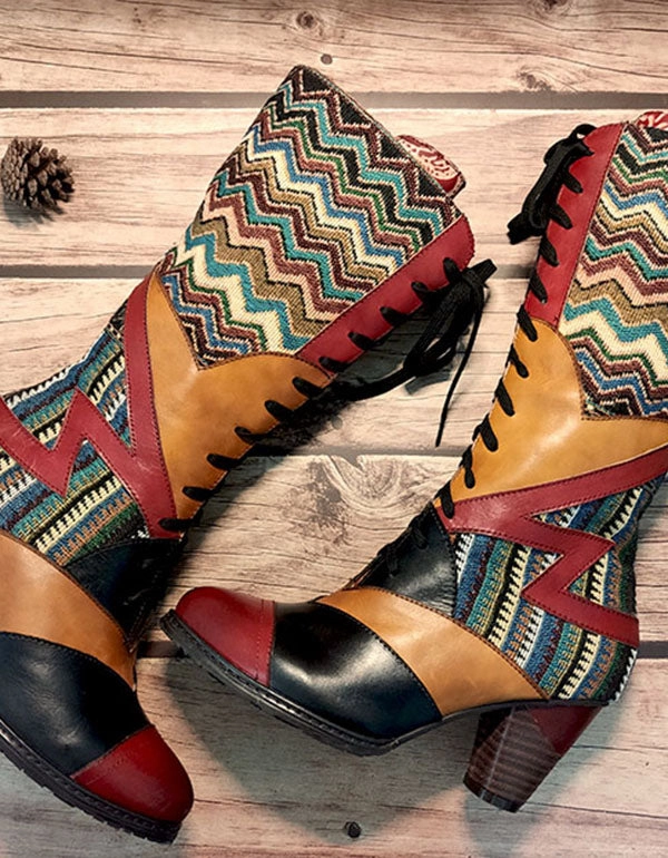 Dollskill Boots Ethnic Bohemian High Tube Handmade Boots 36-41