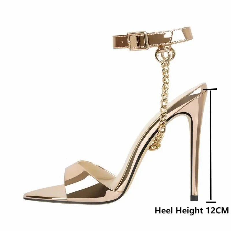Classic Gold Chain Sandals Sandals With Backs
