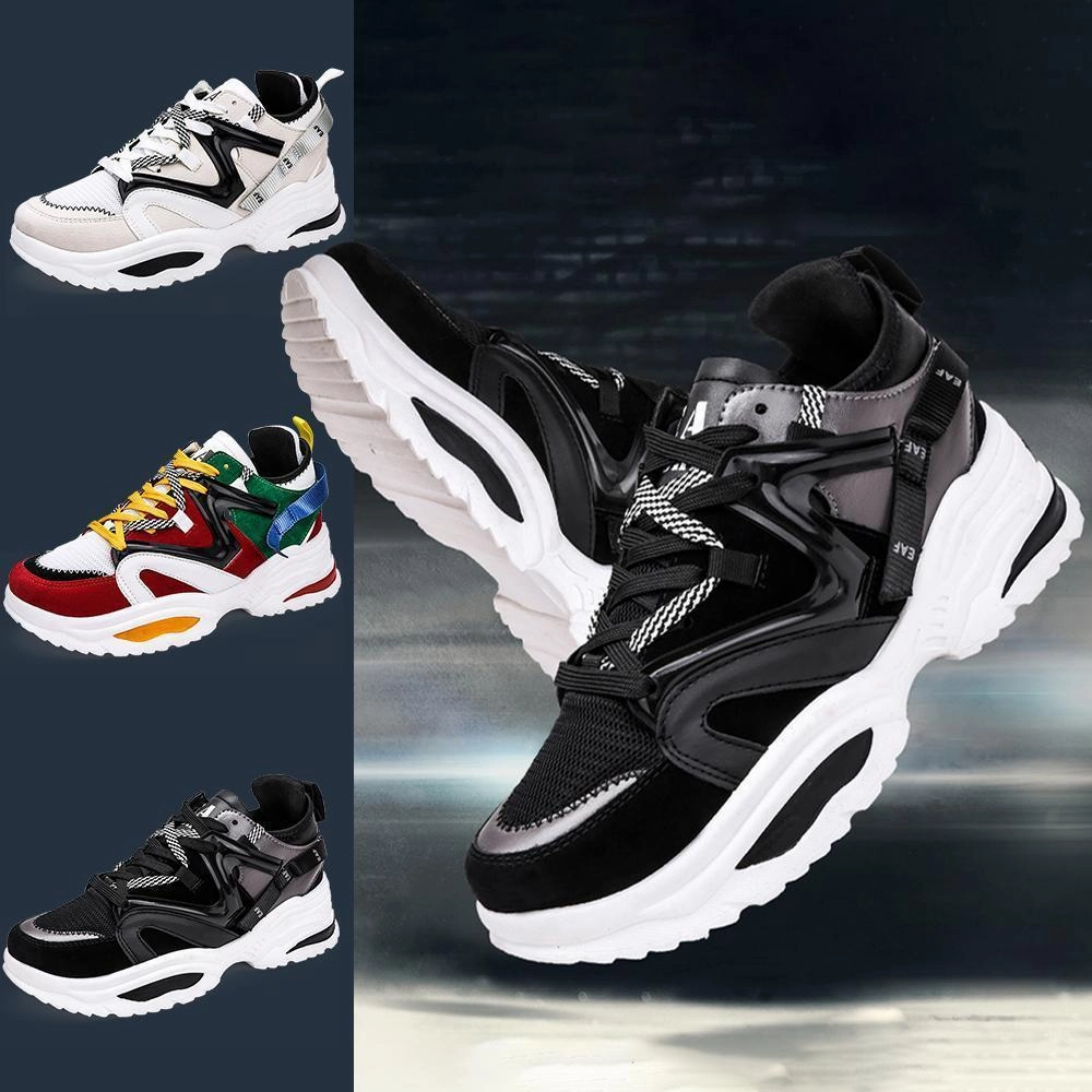 Skechers Leather Sneakers Fashion Chunky Sneakers Platform Lace Up Dad Shoes for Walking