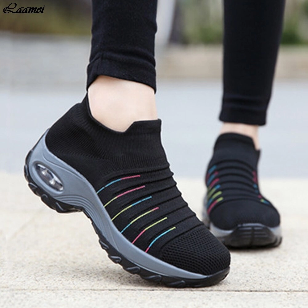Fashion Mesh Sneakers For Women Lightweight Running Shoes Gold Flat Shoes
