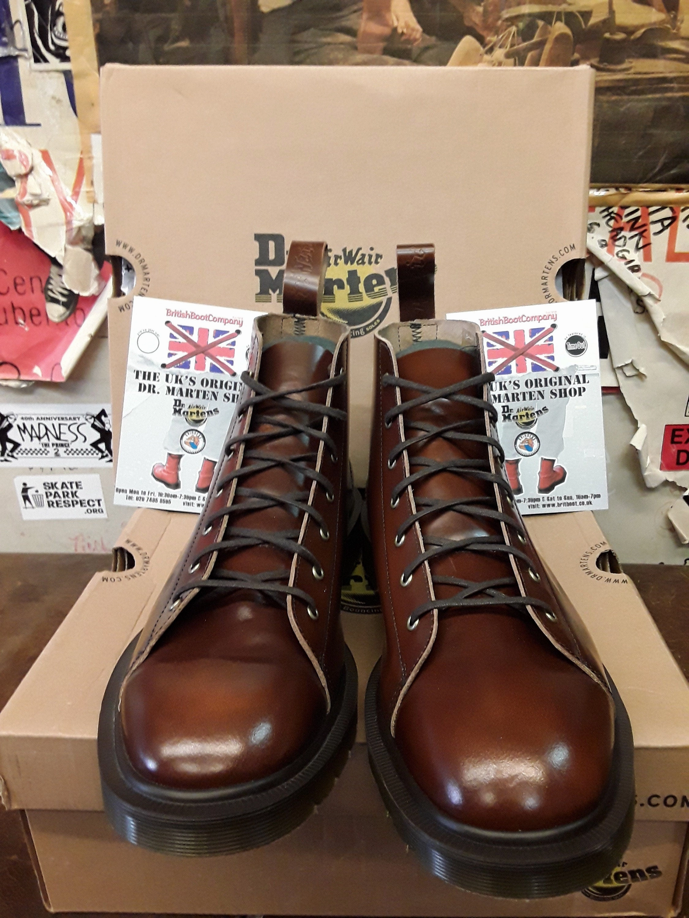 Equine Boots Dr Martens Les Monkey Boots, Size UK12, Made in England, Brown Polished Leather, 7 hole Boots