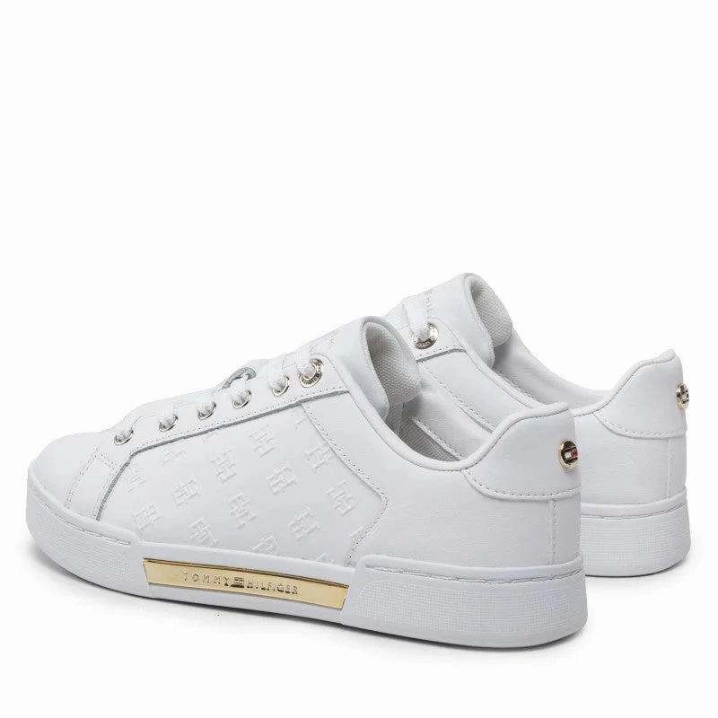 Tommy Hilfiger Embossed Monogram Sneakers - WHTGLD Sneakers Walking Plantar Fasciitis