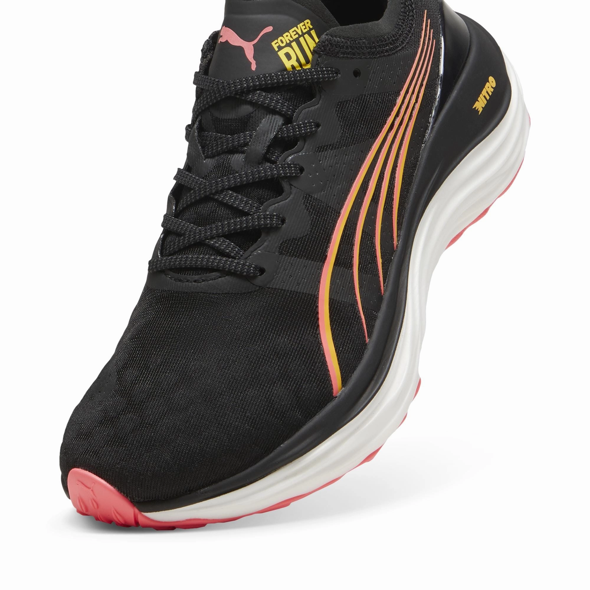 Puma Women's ForeverRun NITRO in Black-Sun Stream-Sunset Glow AW24 Asics Ziruss 2 Running Shoes