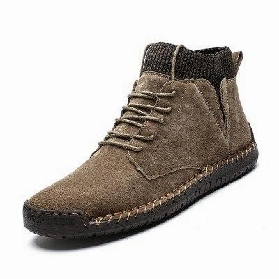 Mens casual ankle boots suede retro lace-up boots fall/winter shoes for men Insulated Cowboy Boots