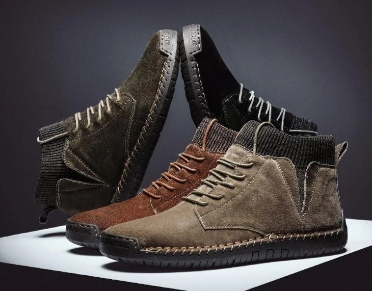 Mens casual ankle boots suede retro lace-up boots fall/winter shoes for men Platform Combat Boots