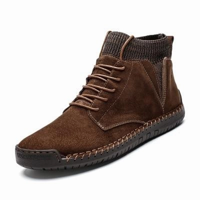 Mens casual ankle boots suede retro lace-up boots fall/winter shoes for men Discount Cowboy Boots