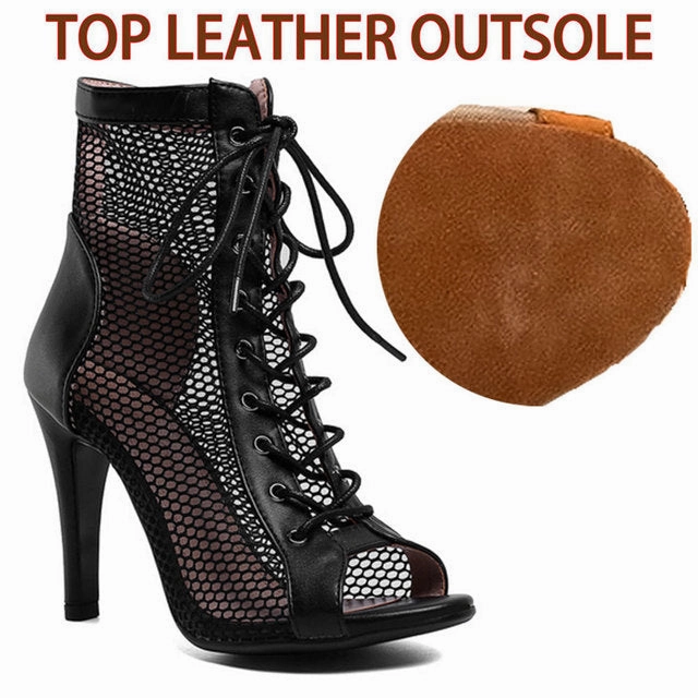 High Heeled Wedge Shoes Fish Mouth Dance High Heels Mesh Boots