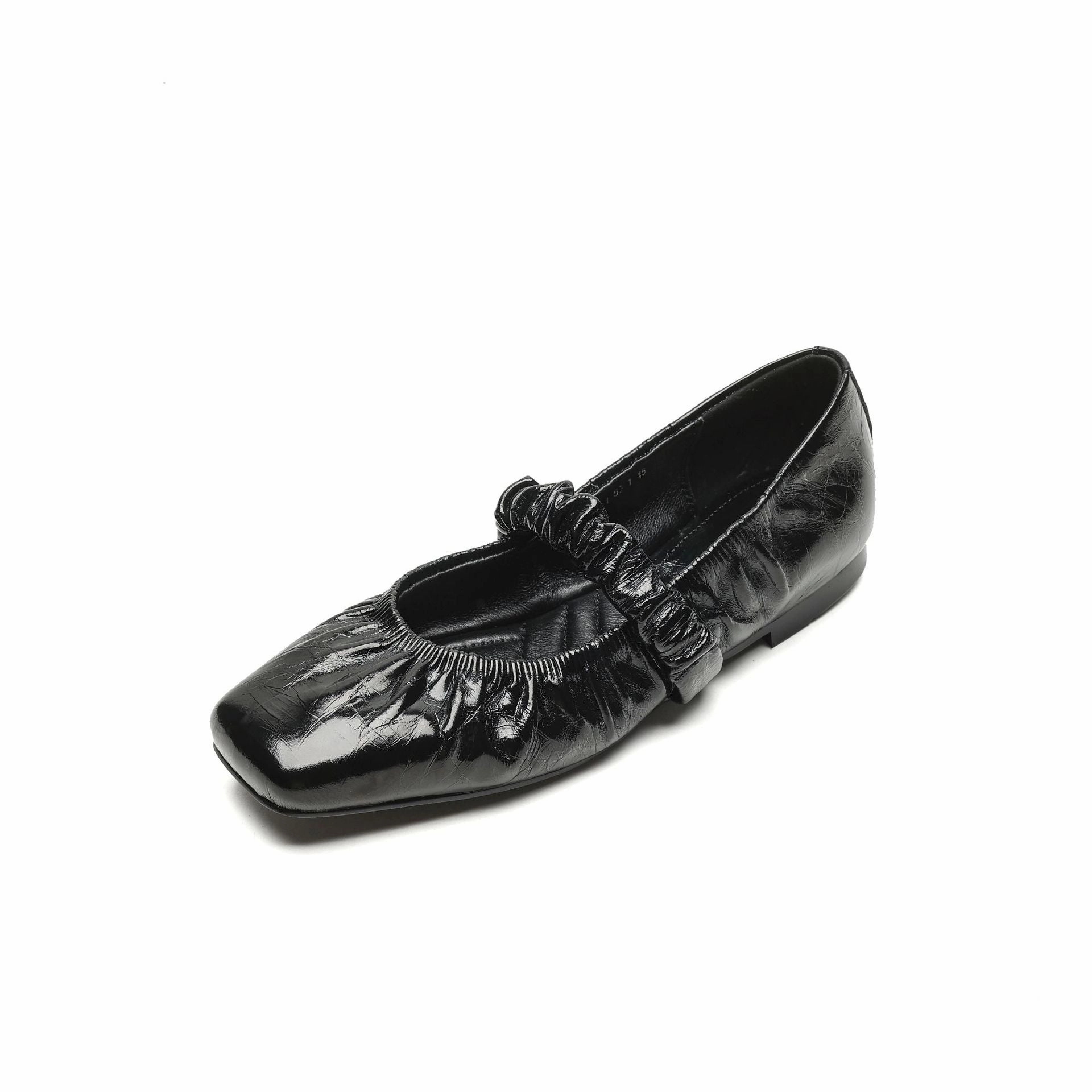 Pencil Skirt Flat Shoes Flat Pleated Sheepskin Square Head Ankle-strap Shoes Women