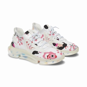 Floral Women's Mesh Sneakers - Cute Panda and Cherry Blossom Design Bottega Orbit Sneakers