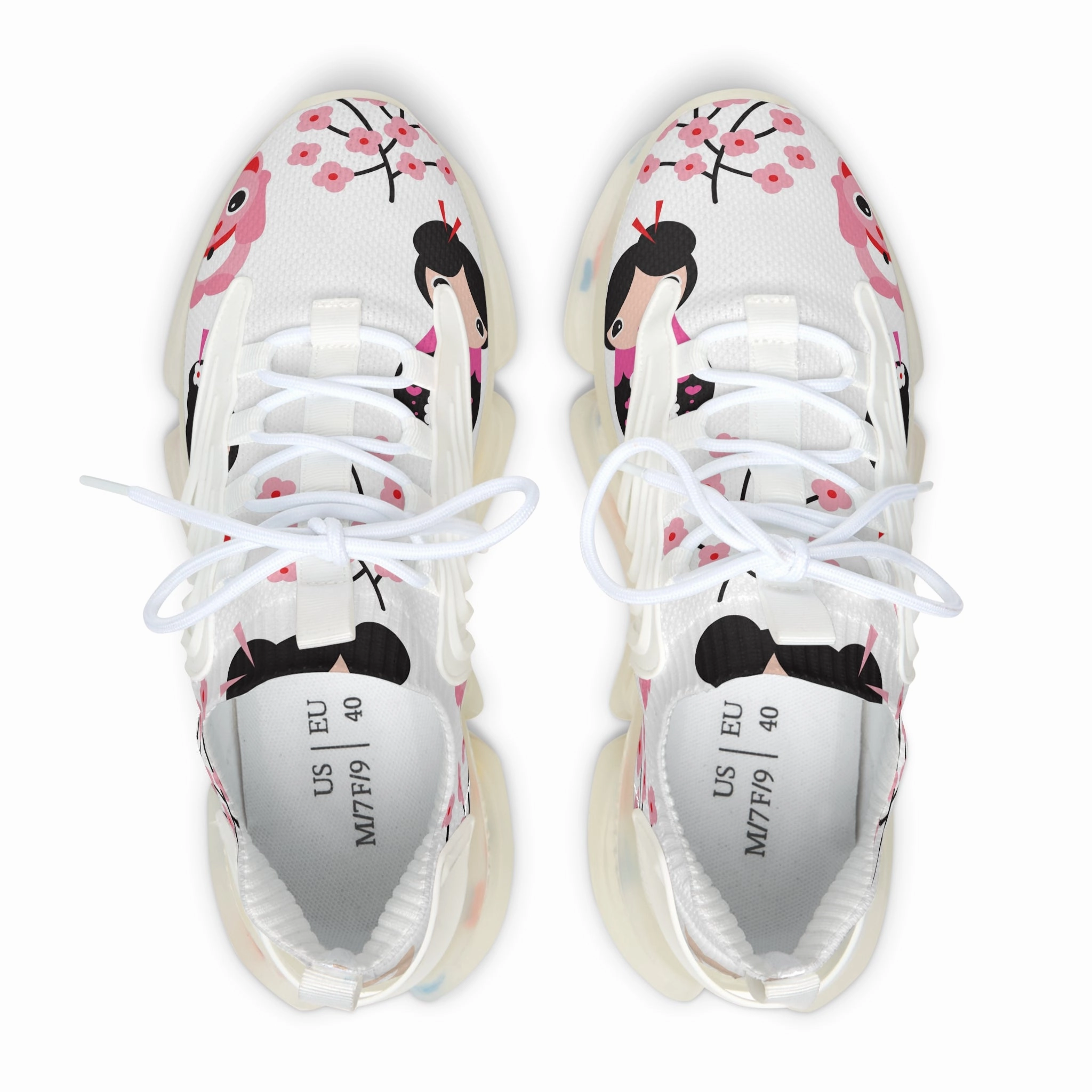 Floral Women's Mesh Sneakers - Cute Panda and Cherry Blossom Design Sneakers Gabbana