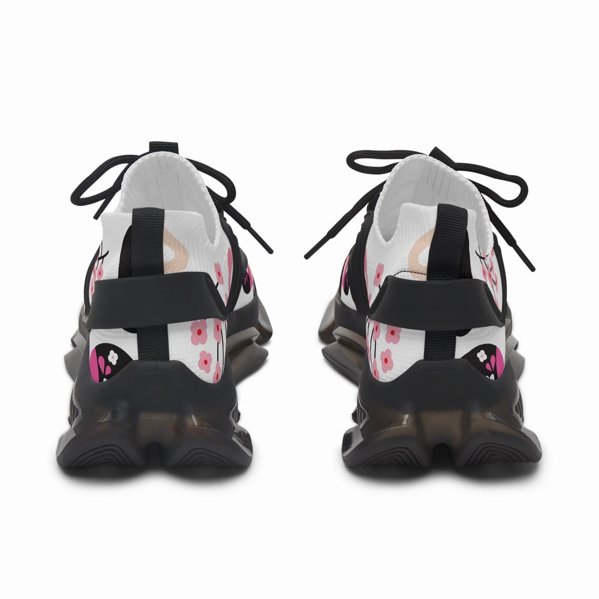 Bootcut Jeans Sneakers Floral Women's Mesh Sneakers - Cute Panda and Cherry Blossom Design