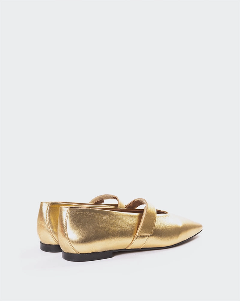 Flordeliz Champagne Metallic Jelly Flat Shoes