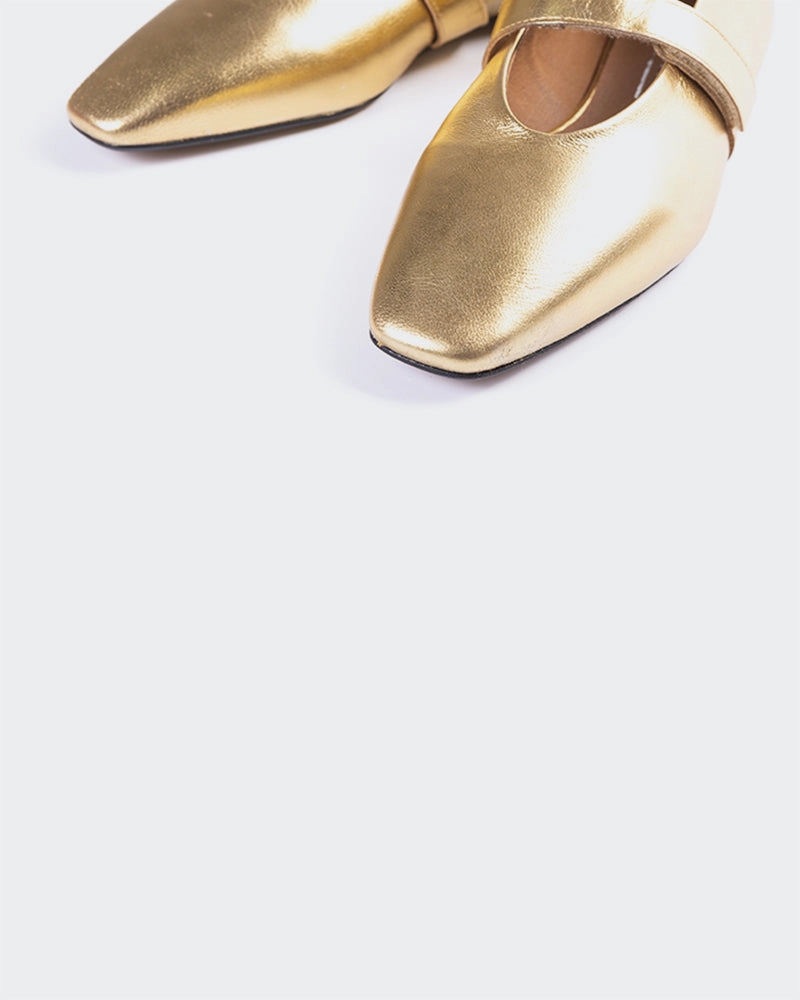Flordeliz Champagne Metallic Travel Flats Shoes