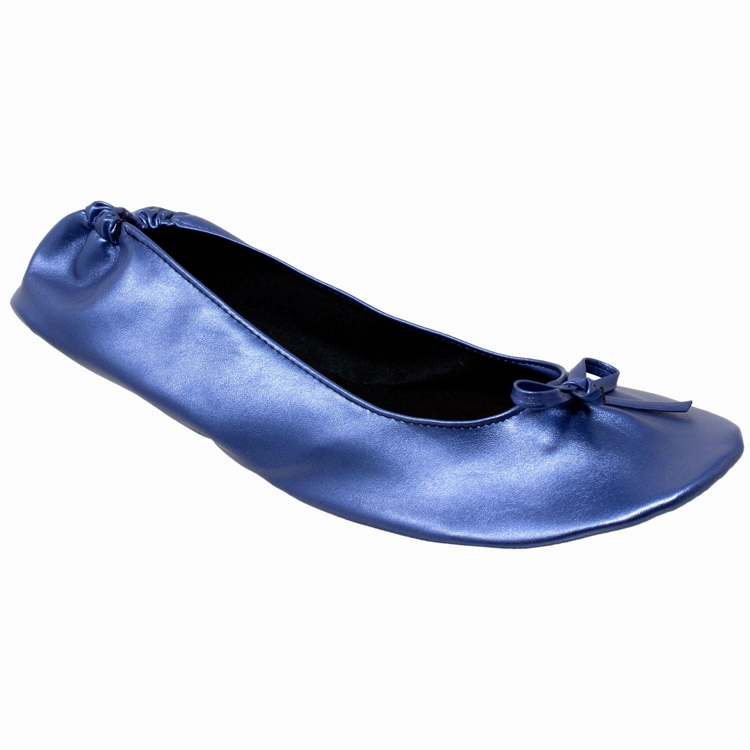 Jazz Flat Shoes Foldable Ballet Flats Women's Travel Portable Comfortable Shoes Navy PU SOBEYO