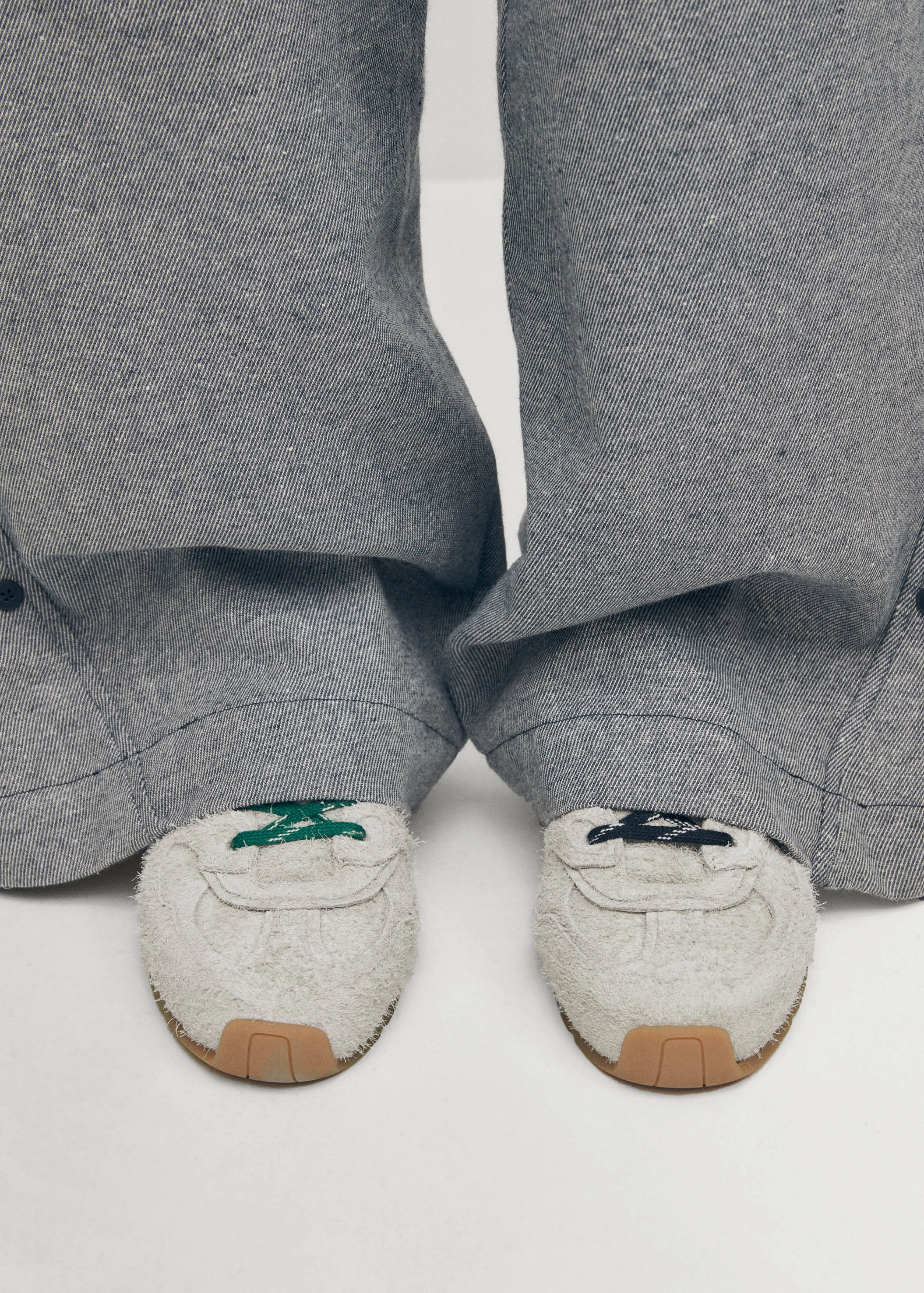 Tb.56 Suede Fuzzy Light Grey Leather Sneakers Flat Shoe