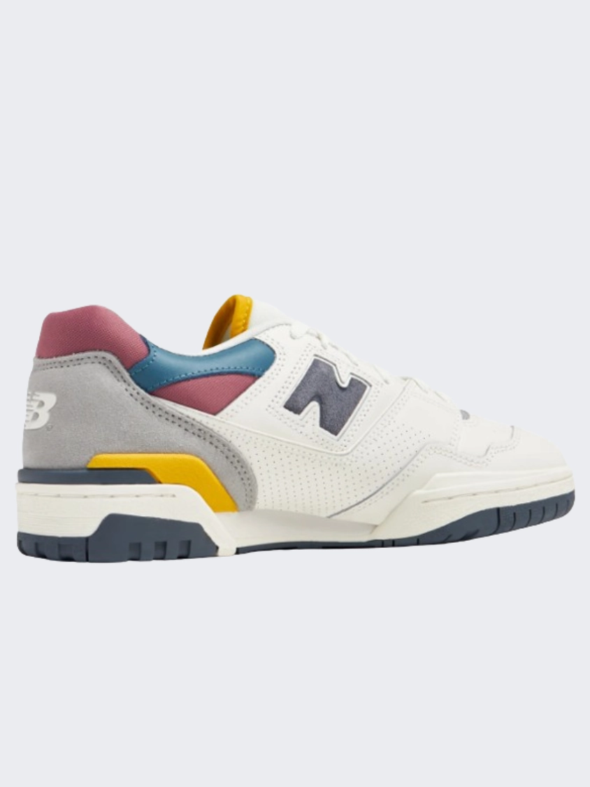 Mens Extra Wide New Balance New Balance 550 Unisex Lifestyle Shoes White/Navy/Yellow