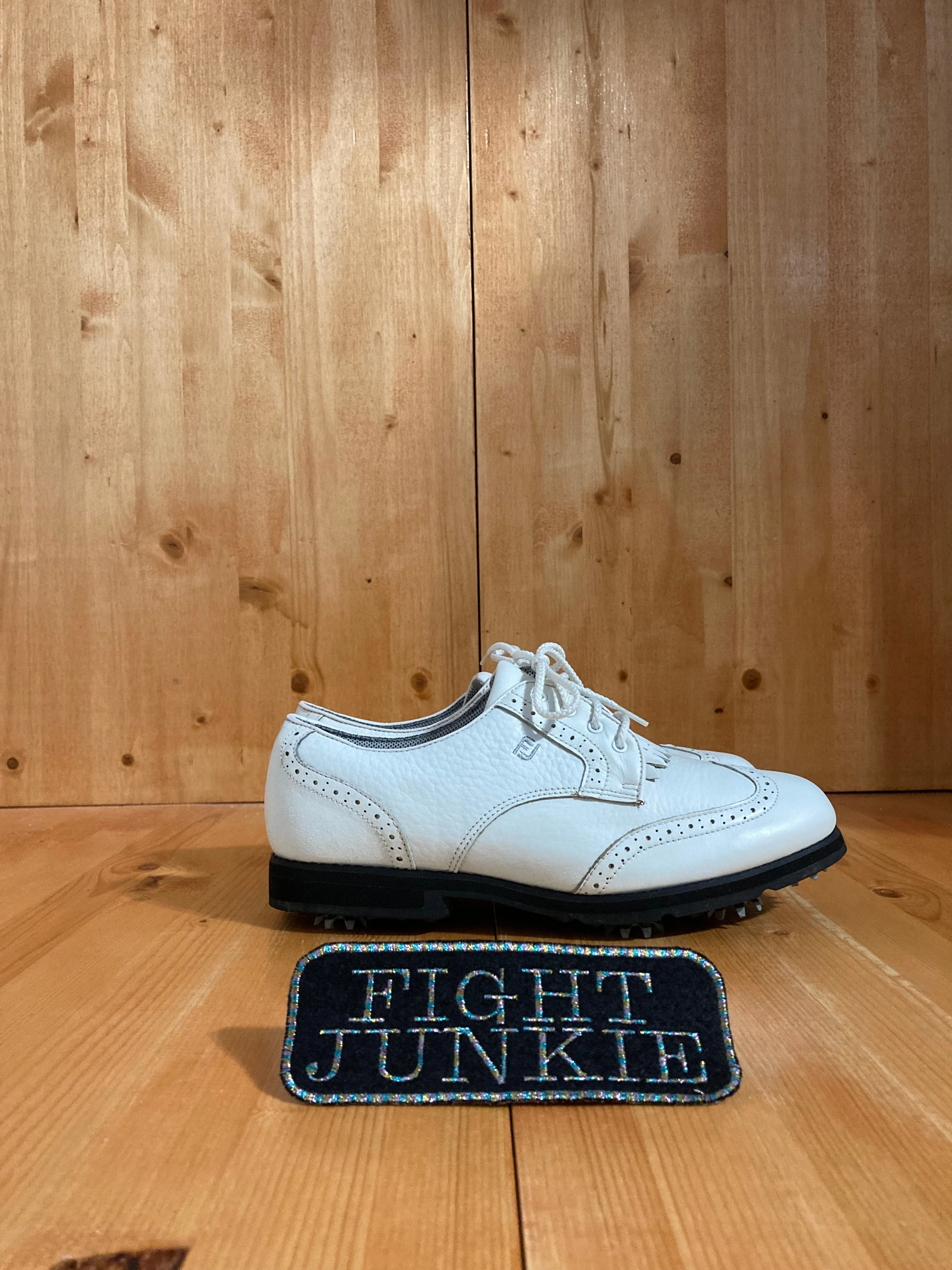 Dick's Sporting Good Golf Shoes FOOTJOY SOFTJOY TERRAINS Women 8.5M Leather Golf Shoes Sneakers White 98355