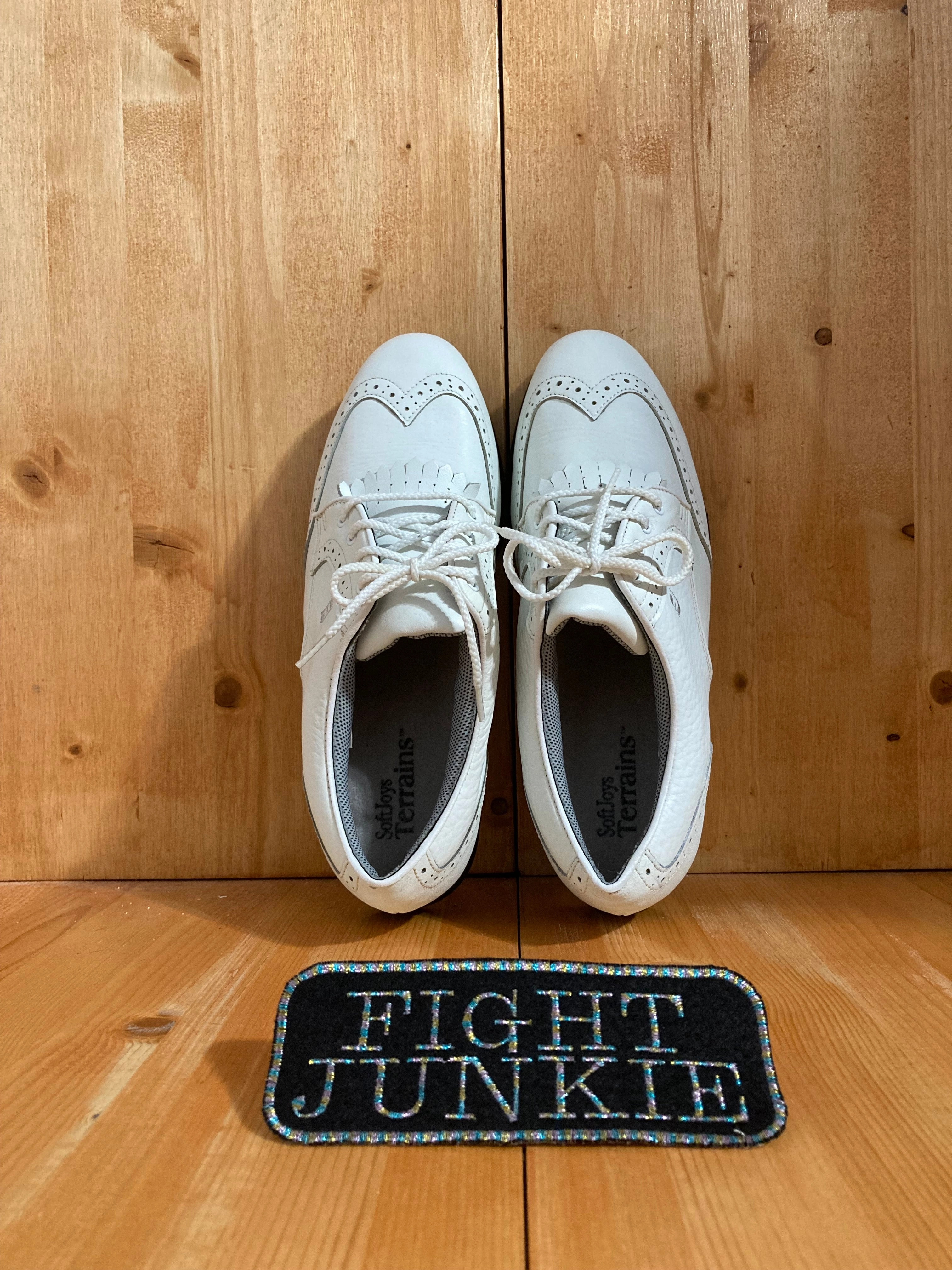 Clearance Golf Shoes FOOTJOY SOFTJOY TERRAINS Women 8.5M Leather Golf Shoes Sneakers White 98355