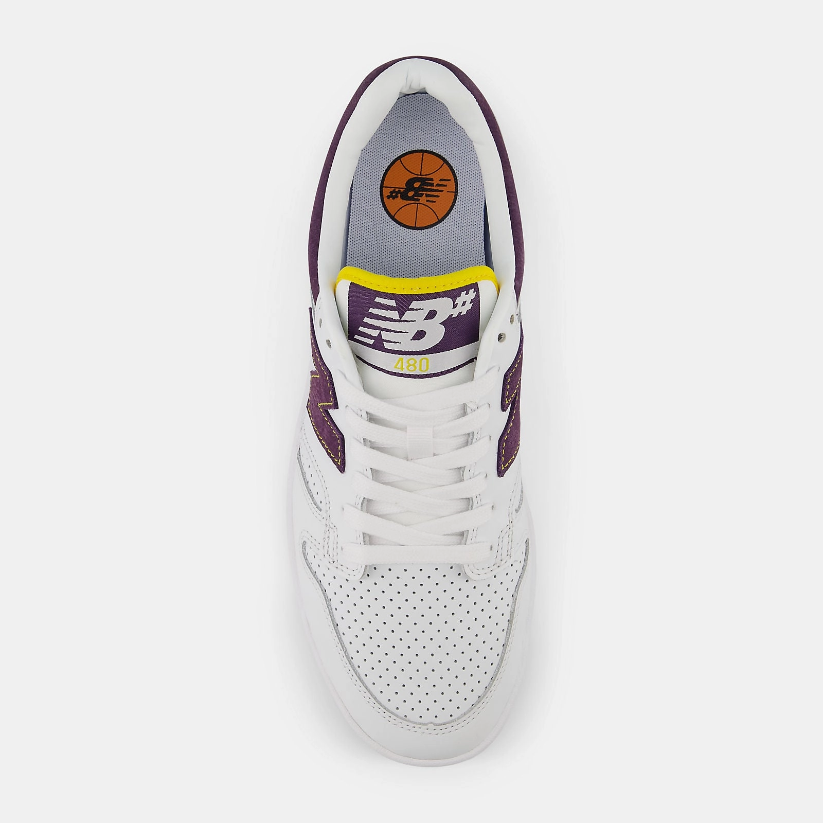 Men's New Balance Composite Toe New Balance 480 83 Remixed Skate Shoes - White/Purple/Gold