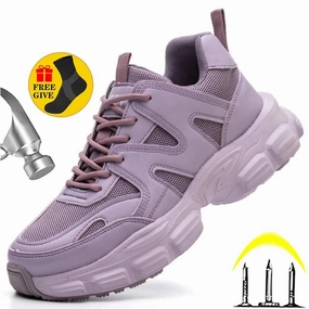 Women Safety Shoes Steel Toe Anti-Puncture Lightweight Sneakers Indestructible Sneakers With V