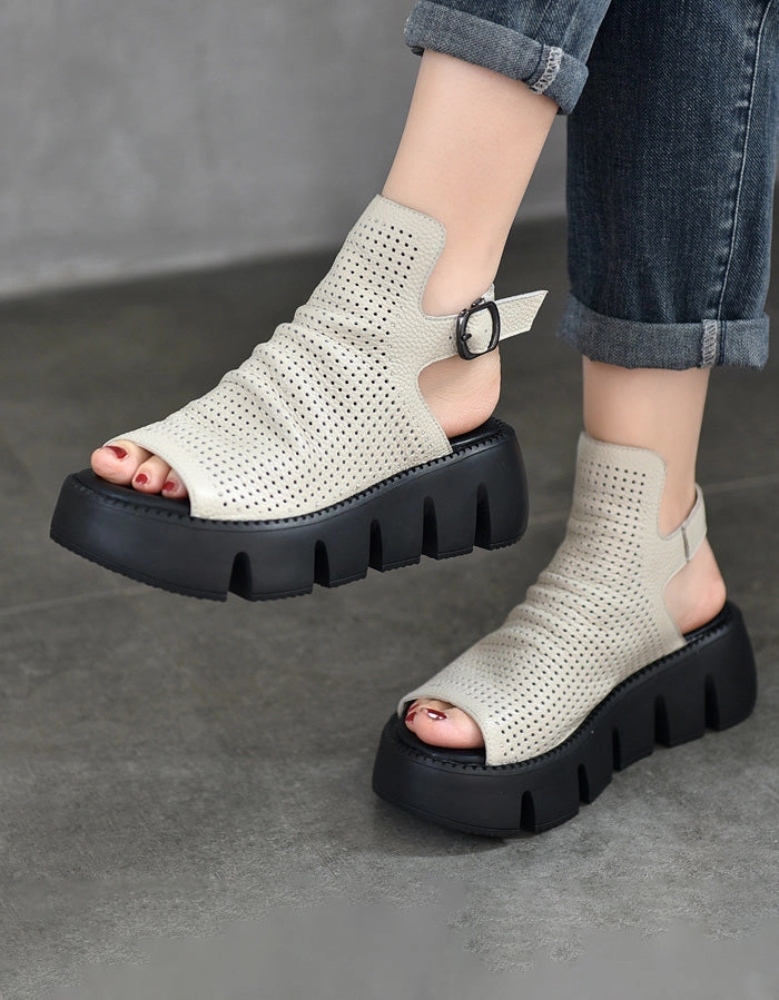 Comfortable Sole Fish Toe Retro Platfrom Sandals Slingback Oshkosh Sandals