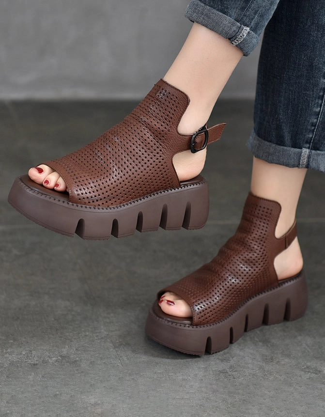 Hippie Sandals Comfortable Sole Fish Toe Retro Platfrom Sandals Slingback