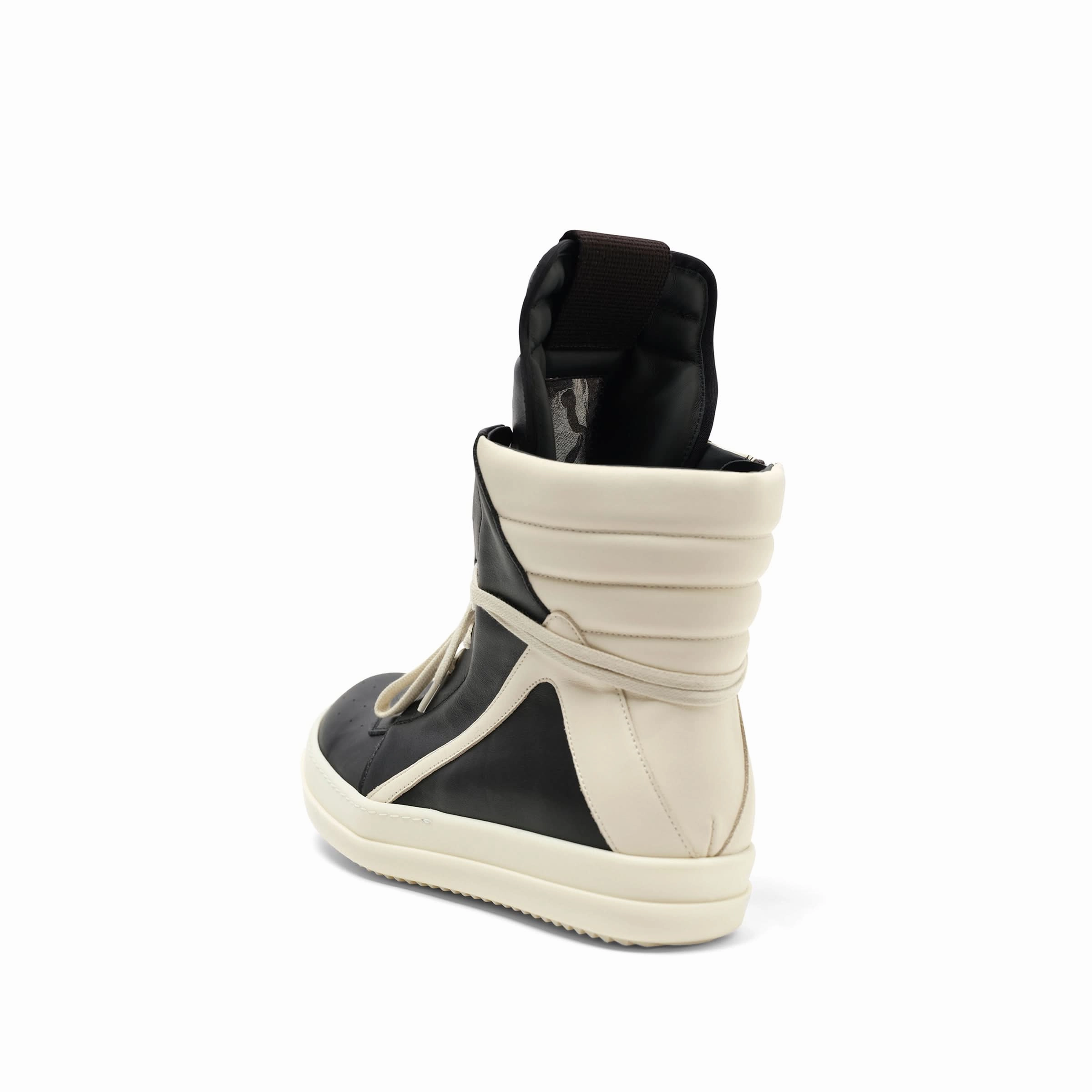 Full Grain Calf Leather Geobasket in Black/Milk Court Sneakers