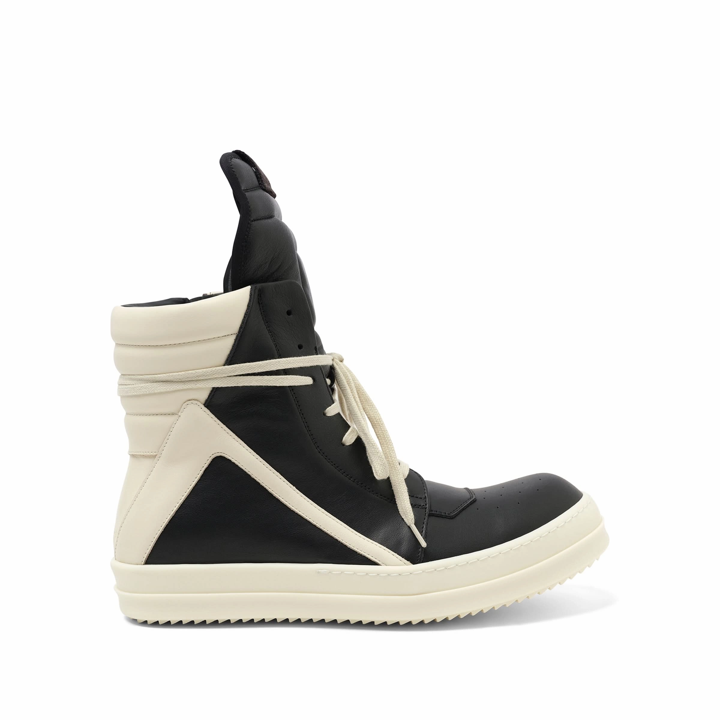 Steven Madden Sneakers Full Grain Calf Leather Geobasket in Black/Milk