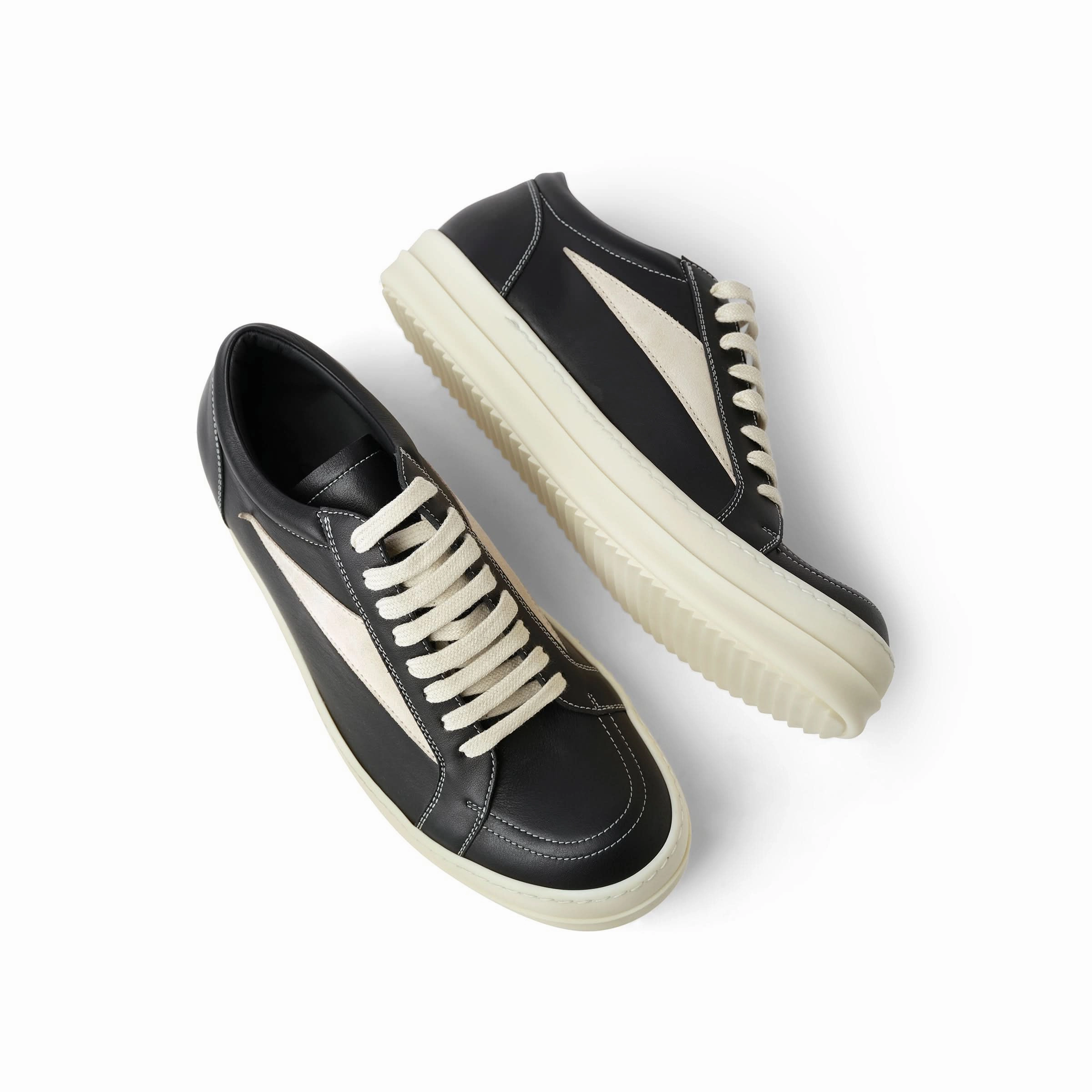 Wash Sneakers In Washer Full Grain Calf Leather Vintage Sneaker in Black/Milk
