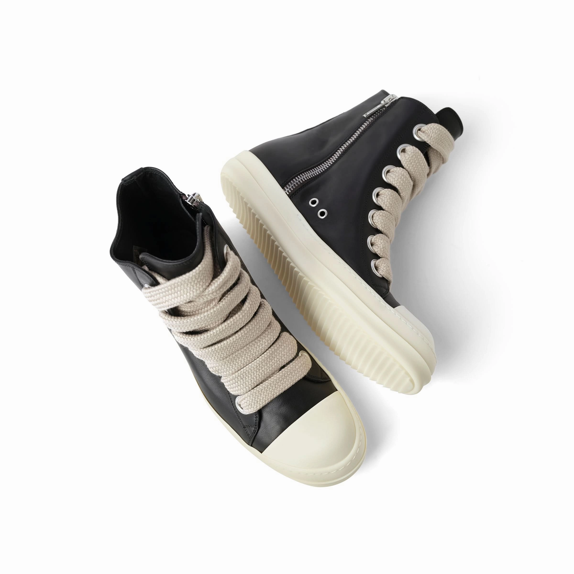 Design My Own Sneakers Full Grain Leather Jumbolaced Sneaker in Black/Pearl/Milk