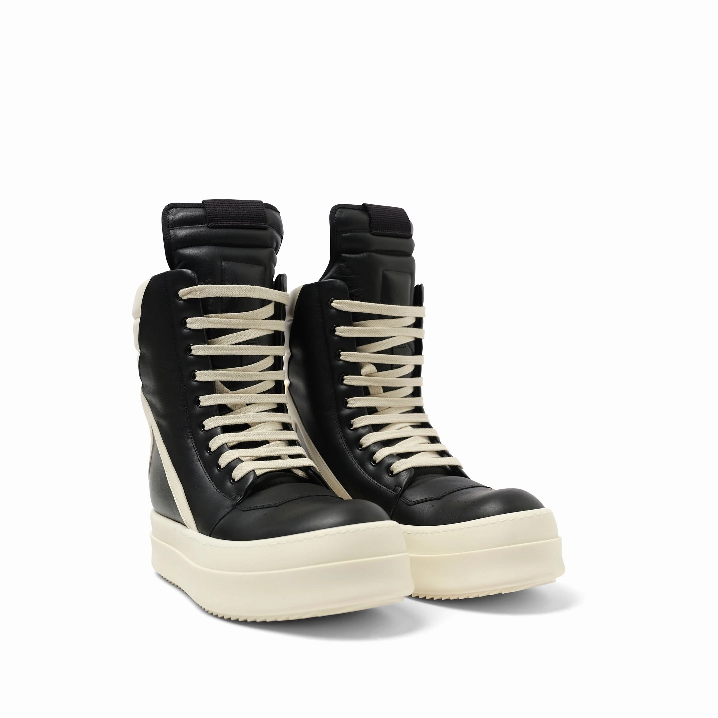 Full Grain Leather Mega Geobasket in Black/Milk Sneakers Janesville