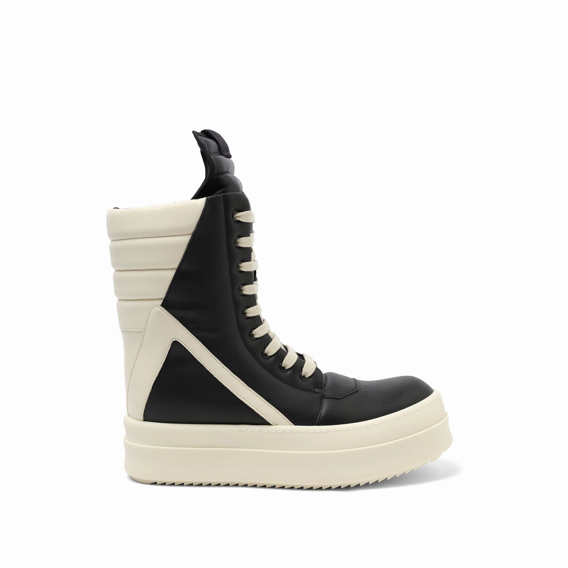 Earth Kalso Sneakers Full Grain Leather Mega Geobasket in Black/Milk