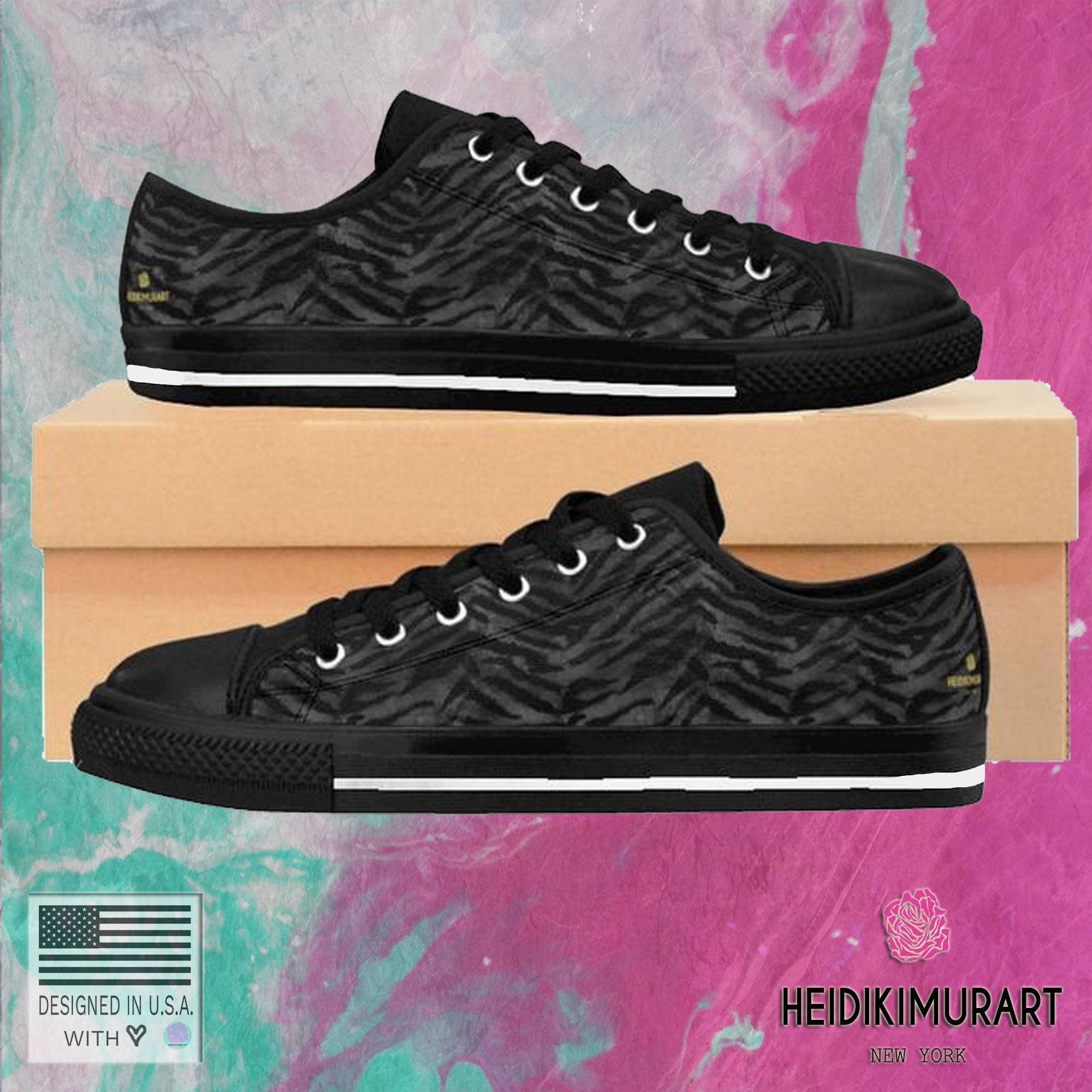 Gray Tiger Striped Sneakers, Animal Print Men's Low Top Fashion Sneakers Running Shoes Boots With Steel Toes